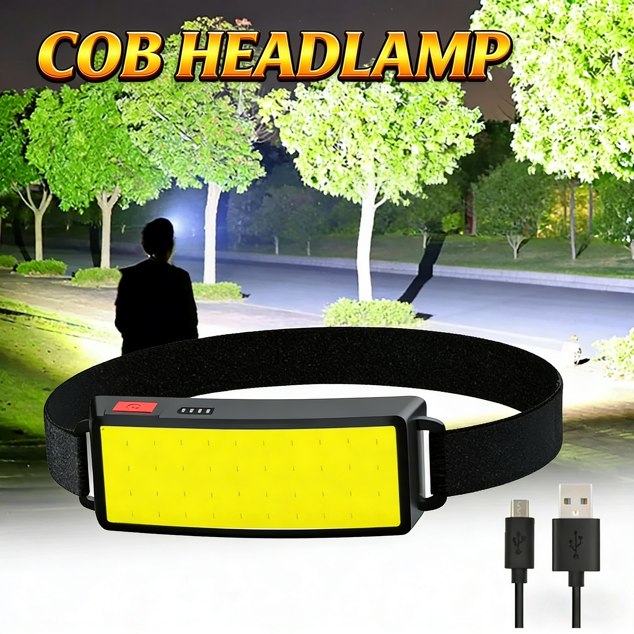Renewable Energy Battery - COB Portable LED Headlights Outdoor Headlight