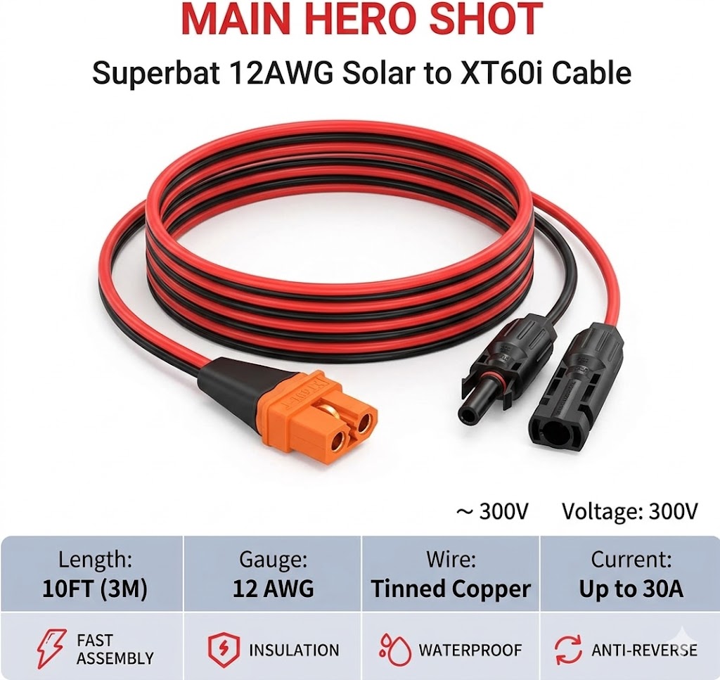 Superbat 12AWG 10FT Solar to X - Solar Cable Mc4 Connector ulasan dan harga