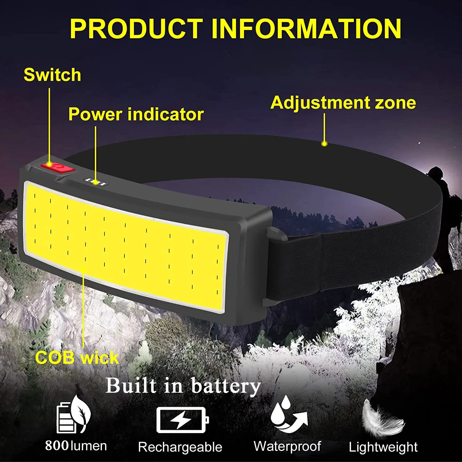 COB Portable LED Headlights Ou - Renewable Energy Battery ulasan dan harga