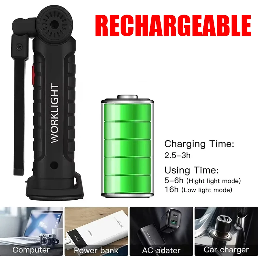 New Portable COB LED Flashligh - Renewable Energy Battery ulasan dan harga
